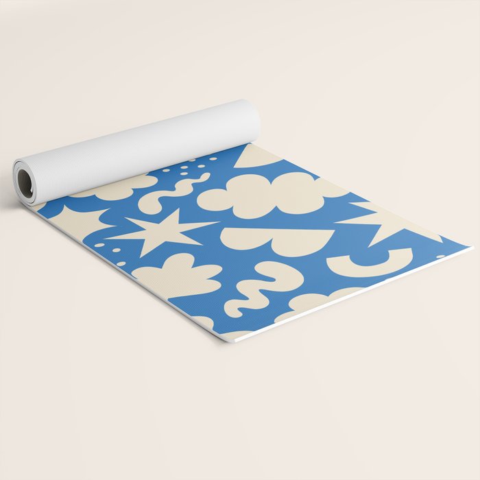 Abstract blue organic shape pattern Yoga Mat Gallery Image 2