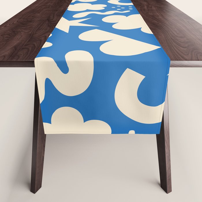 Abstract blue organic shape pattern Table Runner Gallery Image 1