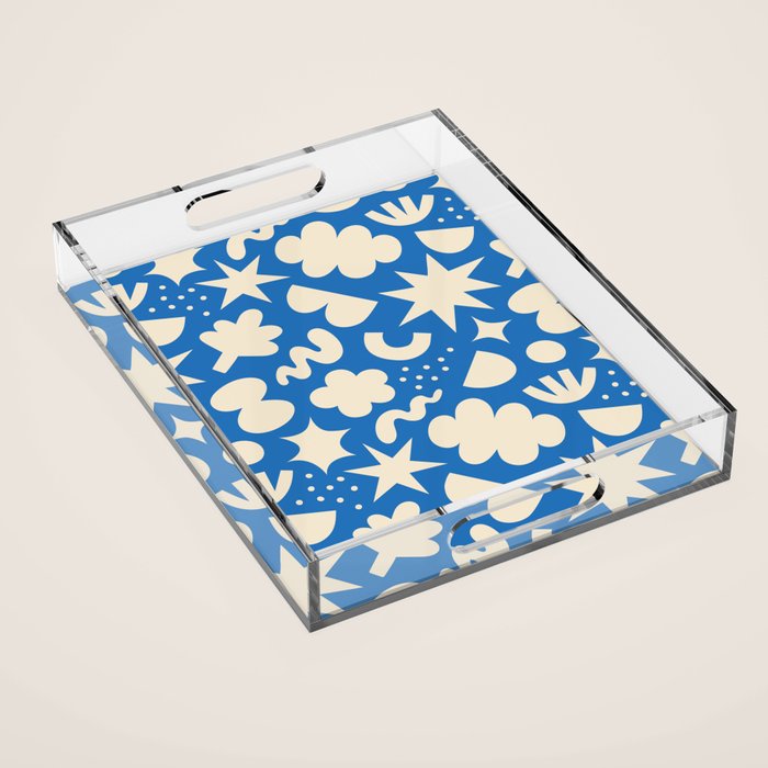 Abstract blue organic shape pattern Acrylic Tray Gallery Image 1