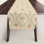 Vintage Pinecone Mushroom Forest Leaves Ogee Table Runner Gallery Image 1