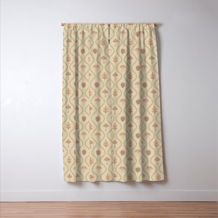 Vintage Pinecone Mushroom Forest Leaves Ogee Window Curtain Gallery Image 3