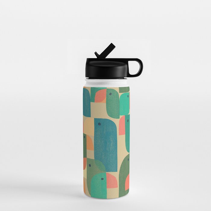 Mid-century tropical birds Water Bottle Gallery Image 1