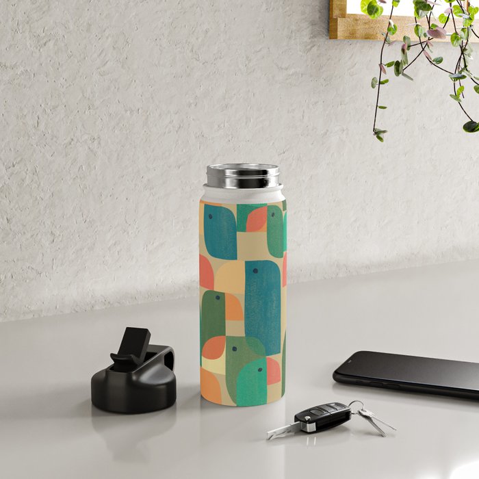 Mid-century tropical birds Water Bottle Gallery Image 4