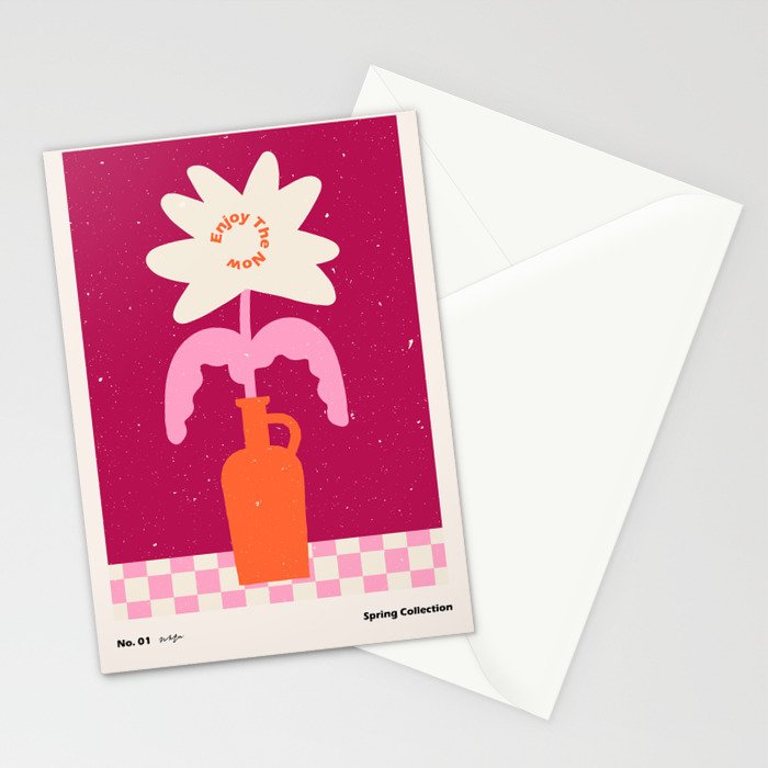 Abstract modern vase and flower. Enjoy the Now quote Stationery Card Gallery Image 2
