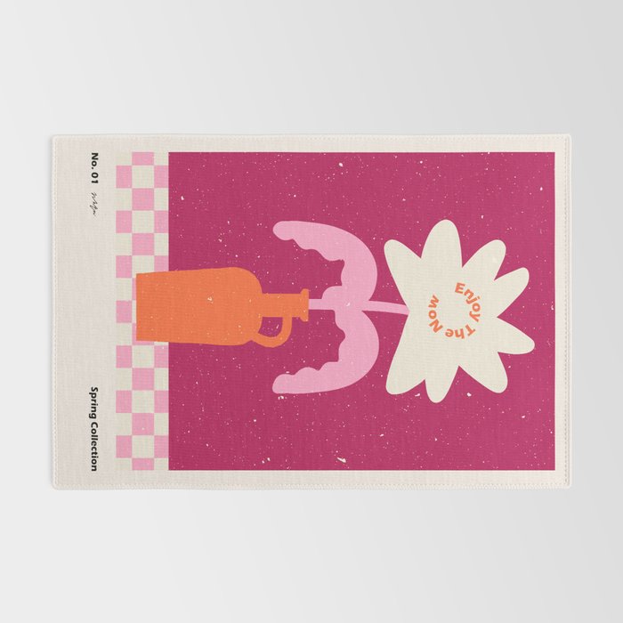 Abstract modern vase and flower. Enjoy the Now quote Rug Gallery Image 2