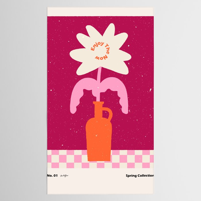 Abstract modern vase and flower. Enjoy the Now quote Tablecloth Gallery Image 2