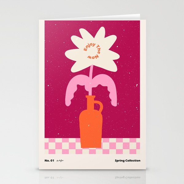 Abstract modern vase and flower. Enjoy the Now quote Stationery Card Gallery Image 2