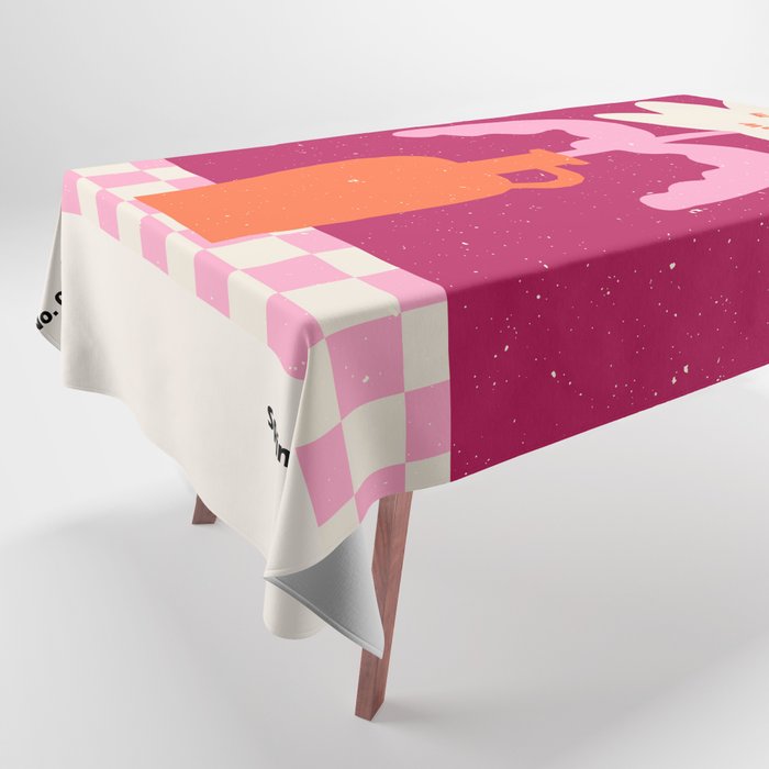Abstract modern vase and flower. Enjoy the Now quote Tablecloth Gallery Image 1