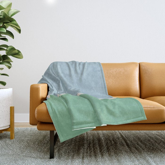 Juniper Color Block Blue and Green Throw Blanket Gallery Image 1