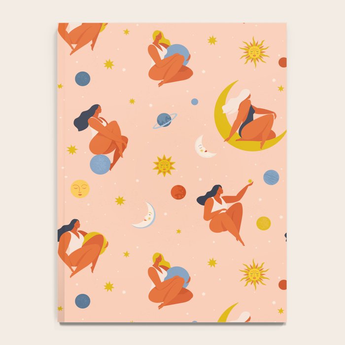 Collection of women holding planet with dream universe. Notebook Gallery Image 4