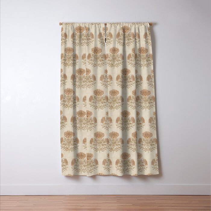 Marigold - faded terracotta and olive Window Curtain Gallery Image 3