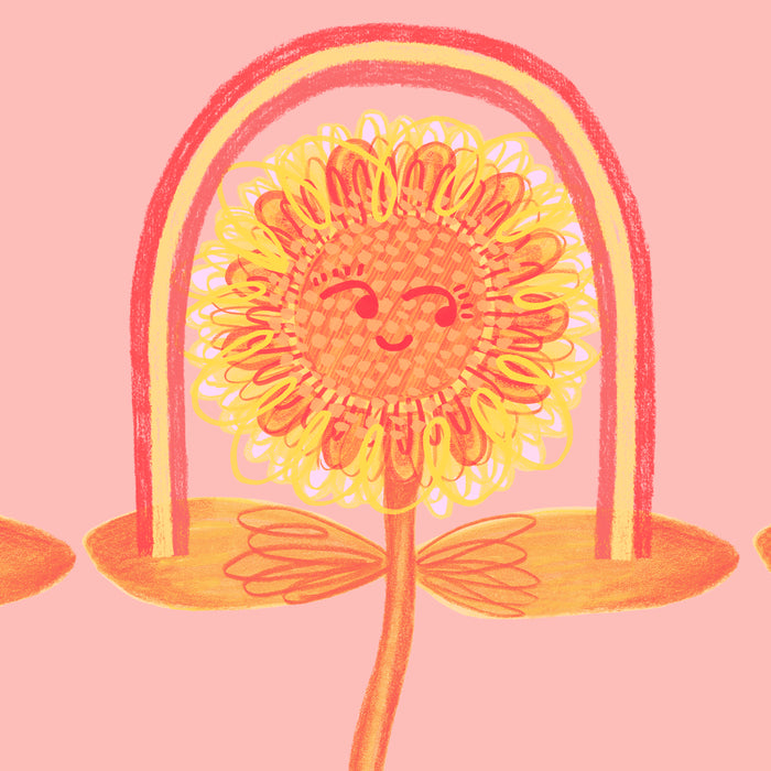 Retro Sunflower & Rainbow in Pink Coffee Mug Gallery Image 2