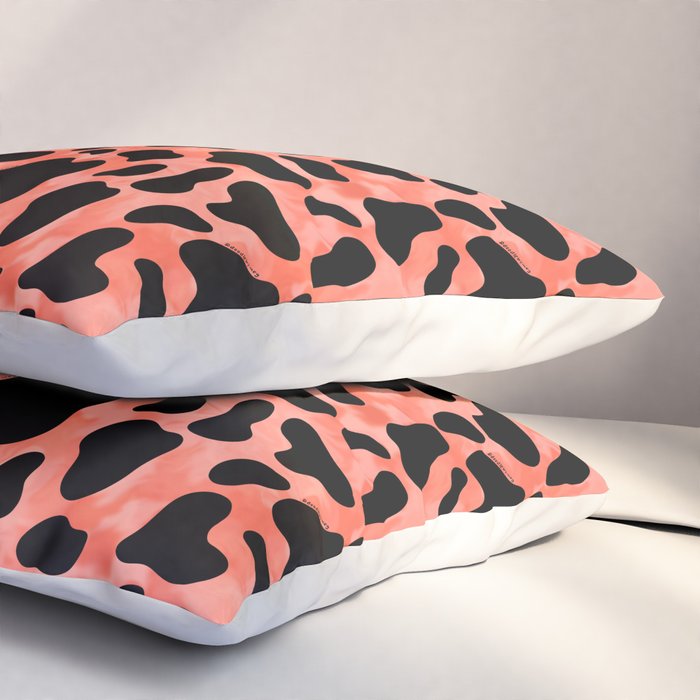 Coral Cow Print Pillow Sham Gallery Image 3