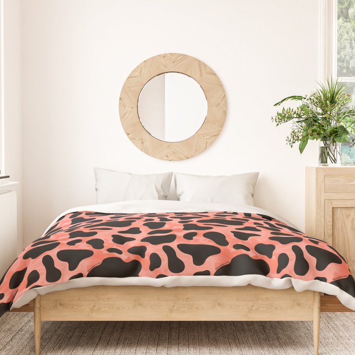 Coral Cow Print Duvet Cover Gallery Image 3