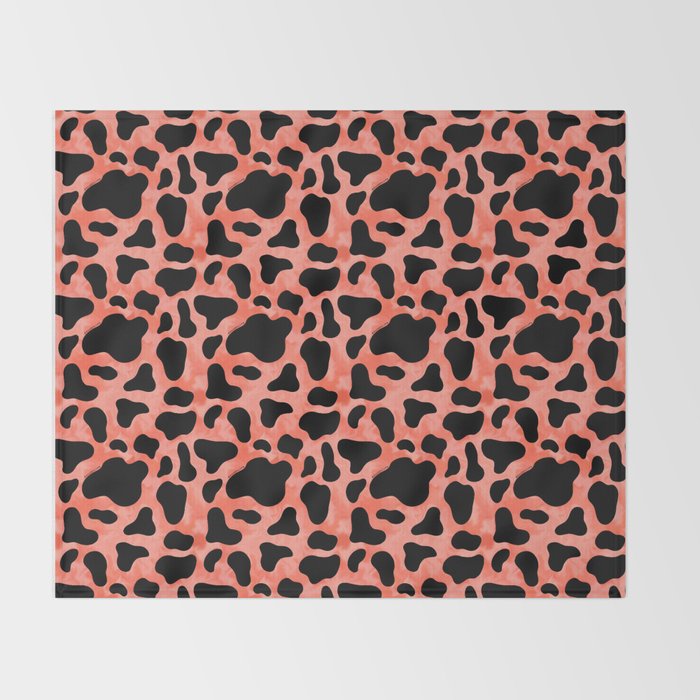Coral Cow Print Throw Blanket Gallery Image 2