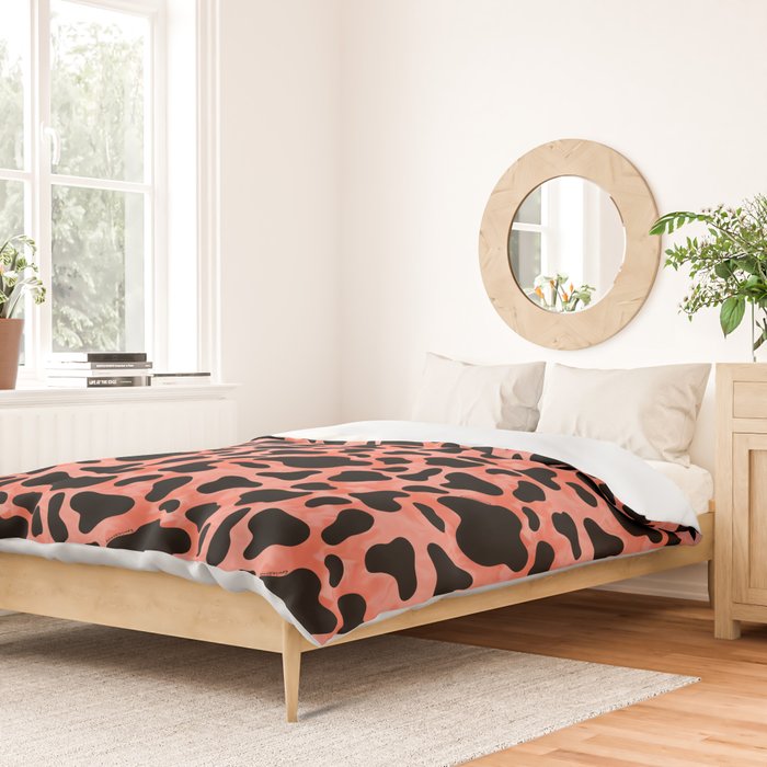Coral Cow Print Duvet Cover Gallery Image 2