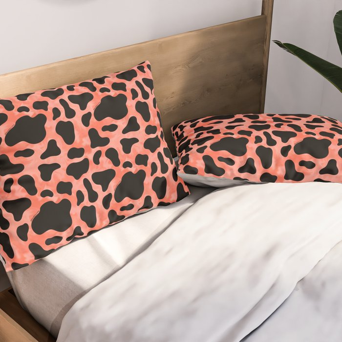 Coral Cow Print Pillow Sham Gallery Image 2