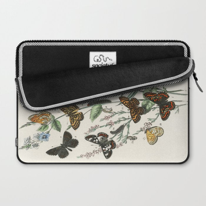 Vintage Scientific Illustration Butterfly Botanical Floral Lithograph Encyclopaedia Diagrams  Laptop Sleeve Gallery Image 2