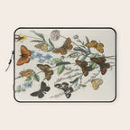 Vintage Scientific Illustration Butterfly Botanical Floral Lithograph Encyclopaedia Diagrams  Laptop Sleeve Gallery Image 1