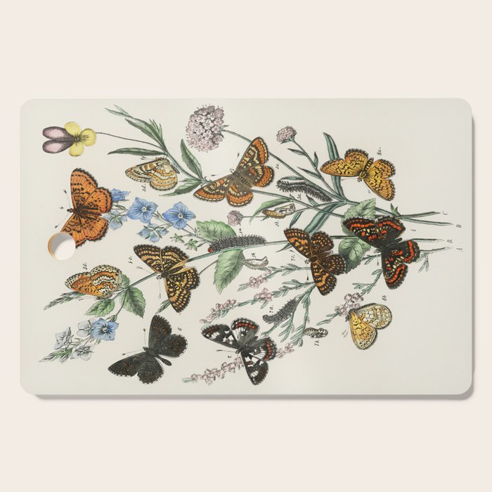 Vintage Scientific Illustration Butterfly Botanical Floral Lithograph Encyclopaedia Diagrams  Cutting Board Gallery Image 1