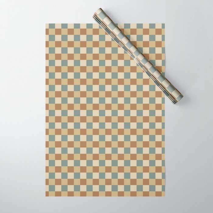 Checkered Multicolor Pattern III Earthy Natural Wrapping Paper Gallery Image 1