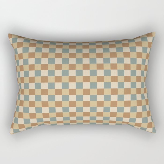 Checkered Multicolor Pattern III Earthy Natural Rectangular Pillow Gallery Image 2