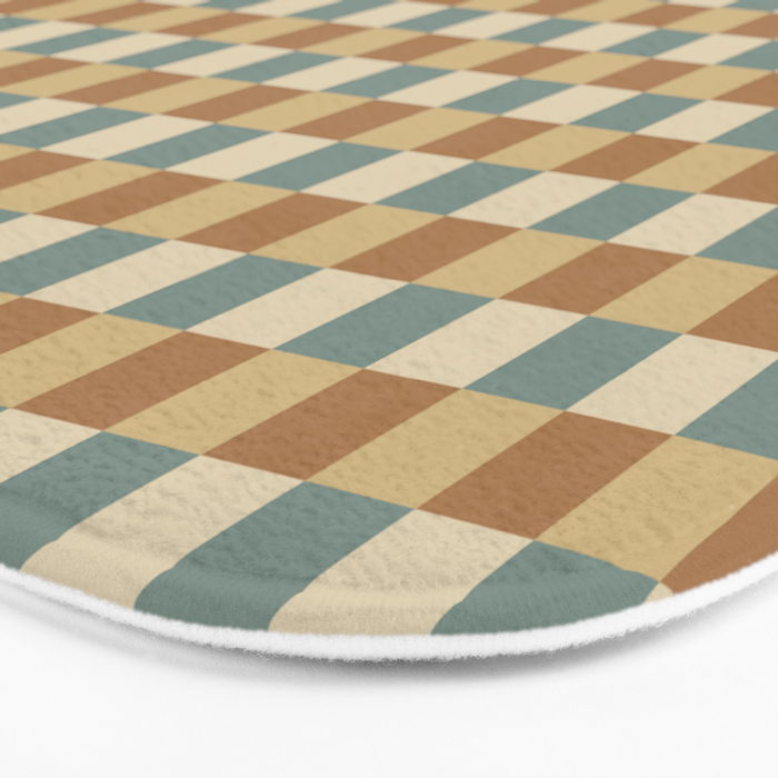 Checkered Multicolor Pattern III Earthy Natural Bath Mat Gallery Image 3