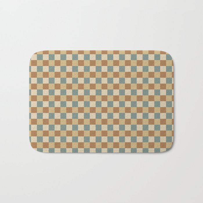 Checkered Multicolor Pattern III Earthy Natural Bath Mat Gallery Image 1