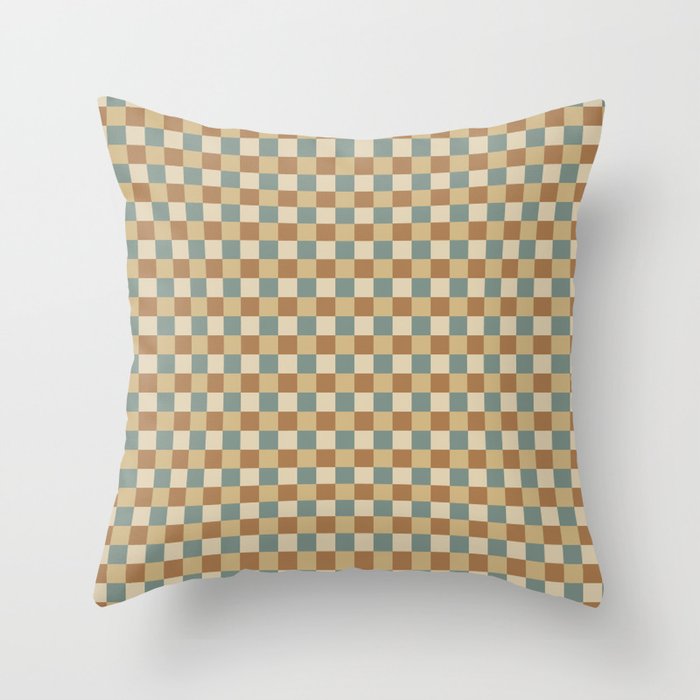 Checkered Multicolor Pattern III Earthy Natural Throw Pillow Gallery Image 6
