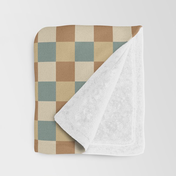 Checkered Multicolor Pattern III Earthy Natural Throw Blanket Gallery Image 3