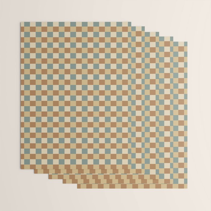 Checkered Multicolor Pattern III Earthy Natural Wrapping Paper Gallery Image 3