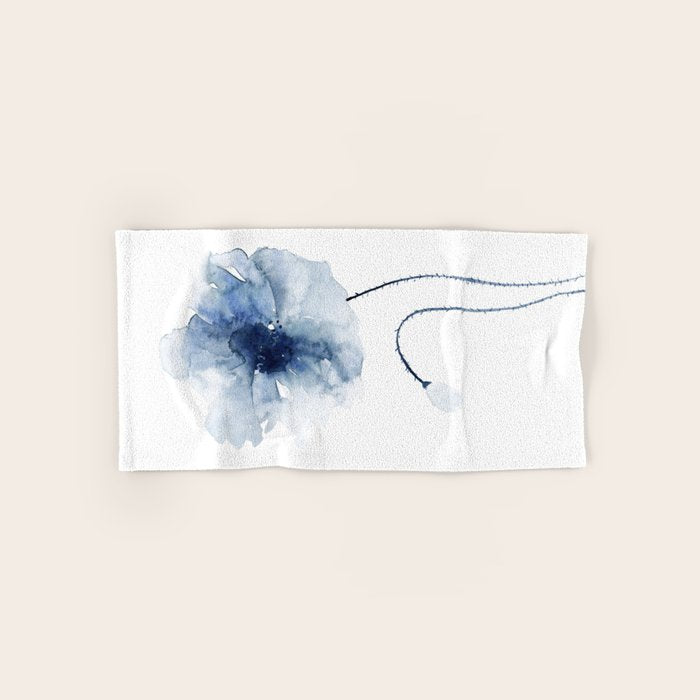 Blue Watercolor Poppies #2 Bath Towel Gallery Image 1