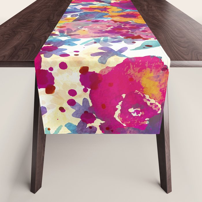 Watercolor flowers and plants 02 Table Runner Gallery Image 1