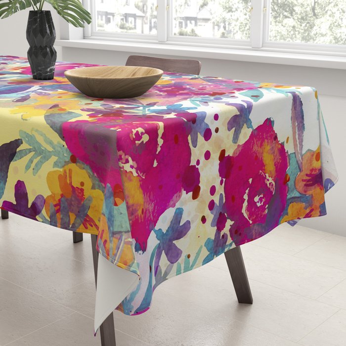 Watercolor flowers and plants 02 Tablecloth Gallery Image 3