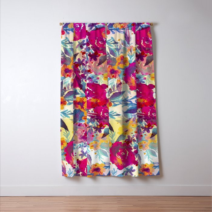 Watercolor flowers and plants 02 Window Curtain Gallery Image 3