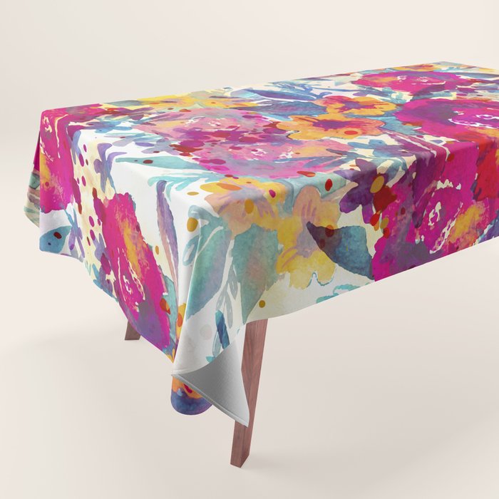 Watercolor flowers and plants 02 Tablecloth Gallery Image 1
