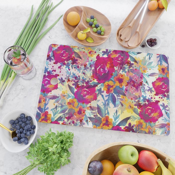 Watercolor flowers and plants 02 Cutting Board Gallery Image 2