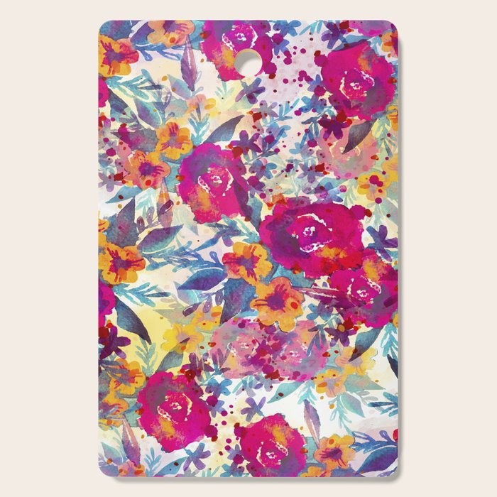 Watercolor flowers and plants 02 Cutting Board Gallery Image 1