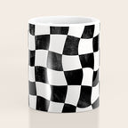 Black and White Warped Checkerboard Coffee Mug Gallery Image 4