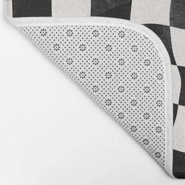 Black and White Warped Checkerboard Bath Mat Gallery Image 2