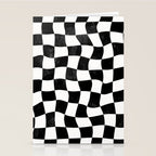 Black and White Warped Checkerboard Stationery Card Gallery Image 2