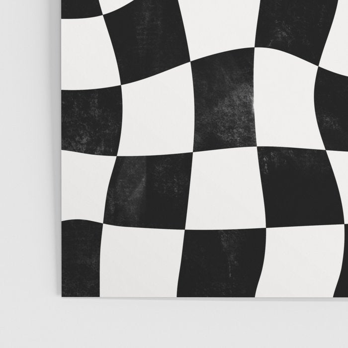 Black and White Warped Checkerboard Poster Gallery Image 3