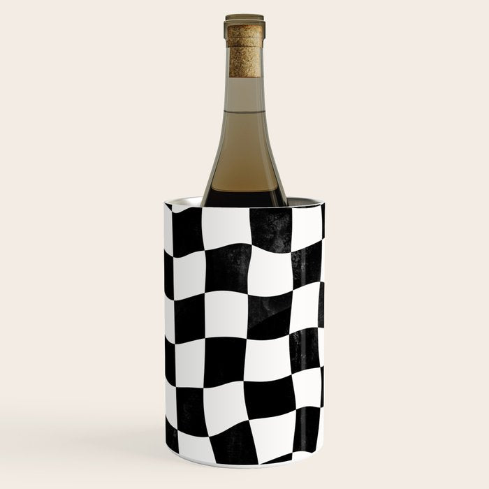 Black and White Warped Checkerboard Wine Chiller Gallery Image 2