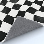 Black and White Warped Checkerboard Rug Gallery Image 4