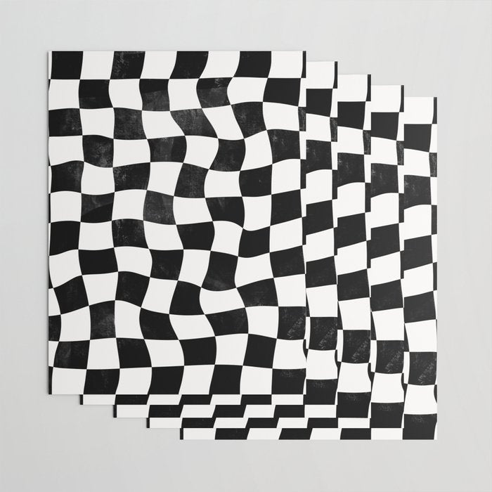 Black and White Warped Checkerboard Wrapping Paper Gallery Image 3