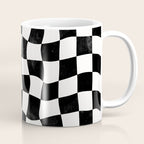 Black and White Warped Checkerboard Coffee Mug Gallery Image 1