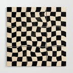 Black and White Warped Checkerboard Wood Wall Art Gallery Image 1