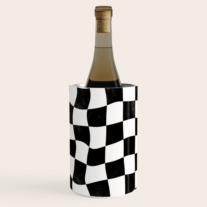 Black and White Warped Checkerboard Wine Chiller Gallery Image 3