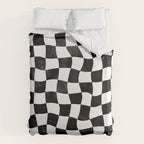 Black and White Warped Checkerboard Duvet Cover Gallery Image 6