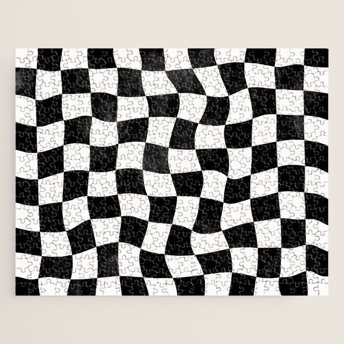 Black and White Warped Checkerboard Jigsaw Puzzle Gallery Image 1